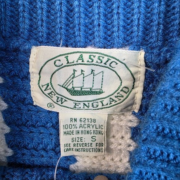 Striped Knit Fisherman Sweater Small Red White Blue Vintage Deadstock 80s USA - Picture 4 of 7